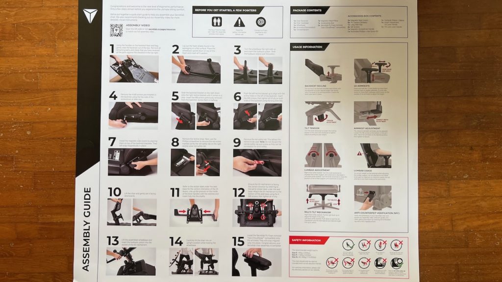 Secret lab chair discount assembly