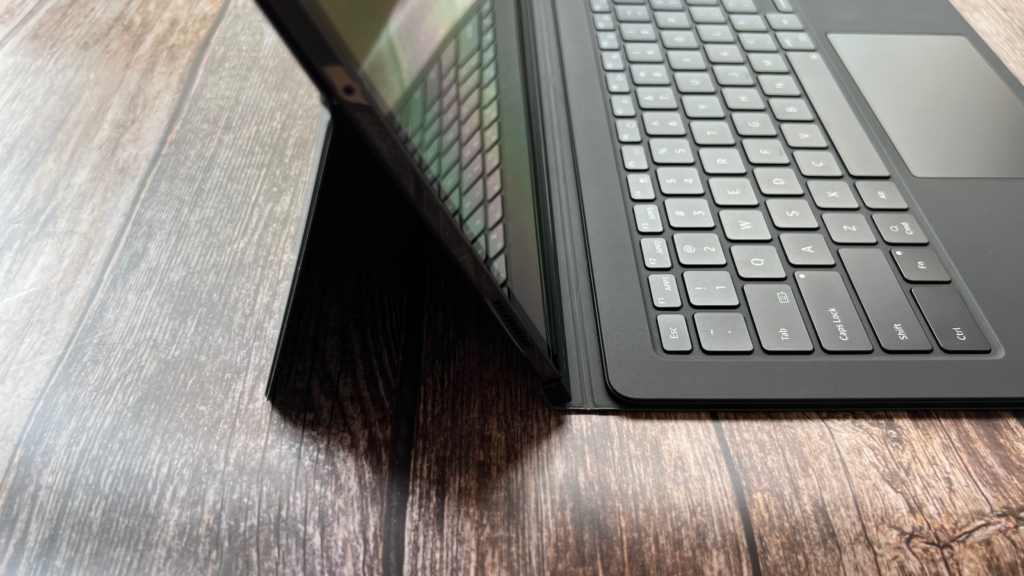 Samsung Galaxy Tab S8 Ultra With Book Cover Keyboard Side View 