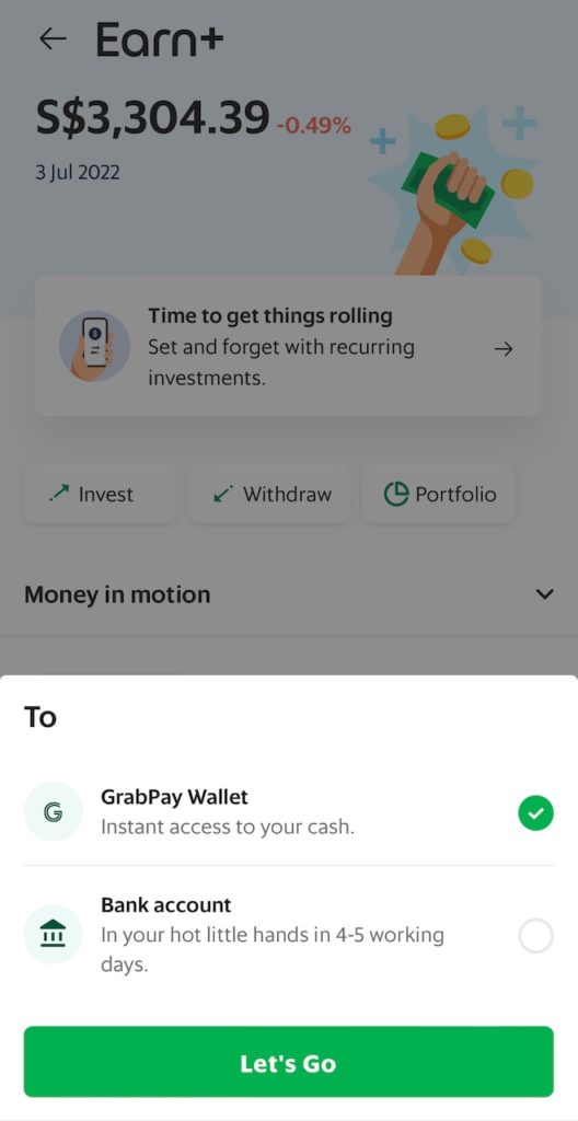 Grab Earn+ Withdrawal