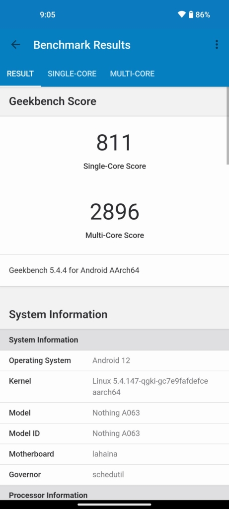 Geekbench Score From Nothing Phone (1)