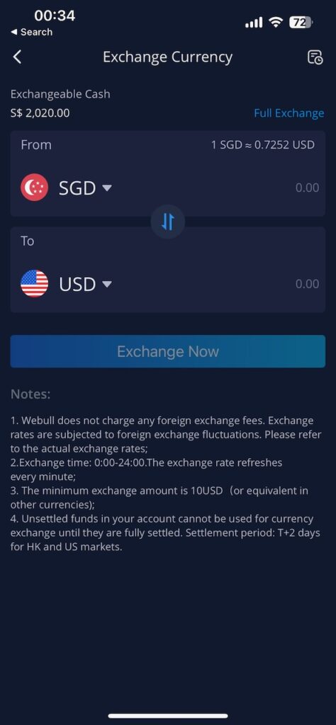 WeBull Exchange Currency